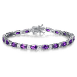 Armband „Glamour Radiance“ mit Geburtsstein Februar, Tennis-Amethyst im Fantasieschliff, Sterlingsilber