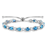 "Glamour Goutte" Pierre de naissance de décembre Topaze Bracelet de tennis en argent sterling Chaîne Bolo classique