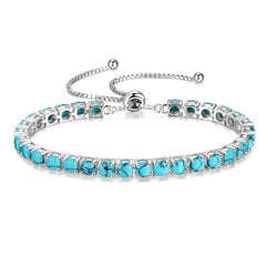 Bracelet tennis en argent sterling "Eternal Elegance" Pierre de naissance de décembre Turquoise Chaîne Bolo classique