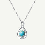 "Étreinte Infinie" Pendentif en Argent Sterling avec Symbole d'Infini et Pierre de Naissance de Décembre en Turquoise - Argent