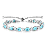 „Glamour Teardrop“ – Türkis-Tennisarmband aus Sterlingsilber mit Geburtsstein Dezember und klassischer Bolo-Kette