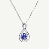 "Unendliche Umarmung" Dezember Geburtsstein Tansanit Infinity-Symbol Sterling Silber Anhänger Halskette - Silber