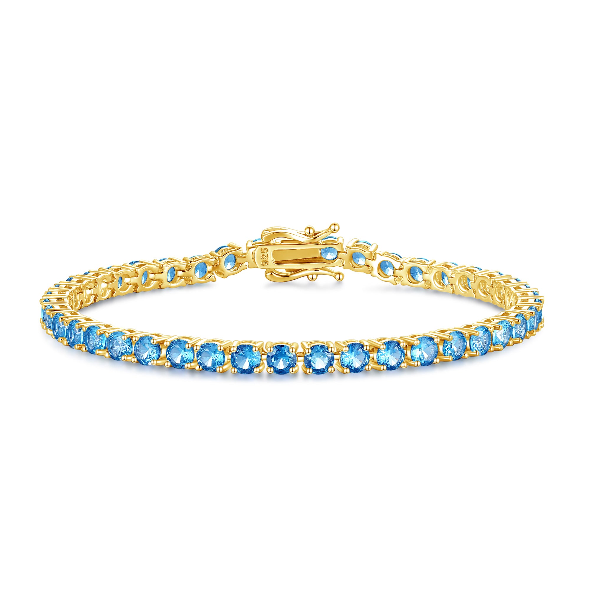 "Joyful Delight" Tennisarmband aus Sterlingsilber mit blauem Topas 