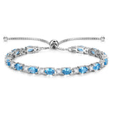 „Glamour Radiance“ – Geburtsstein-Armband aus Sterlingsilber mit Aquamarin und klassischer Bolo-Kette (März)