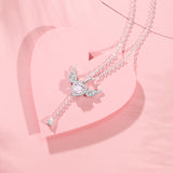 FANCIME "L'Amour de l'Ange" Collier en Argent Sterling avec Pierre de Naissance de Mars Aigue-Marine
