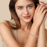 "Élégance Éternelle" Bracelet de Tennis en Tourmaline en Argent Sterling avec Chaîne Bolo Classique