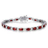 Armband „Glamour Radiance“ – Geburtsstein Januar, Tennis-Granat im Fantasieschliff, Sterlingsilber