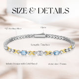 FANCIME "Duo Éternel" Bracelets de Tennis en Argent Sterling avec Pierre de Naissance de Mars Aigue-Marine