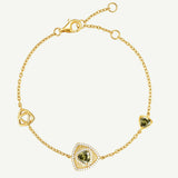 Trinity Textured Silver Bracelet in Created Peridot