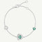 Trinity textured silver bracelet with created emerald triangle charms