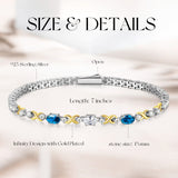 FANCIME „Eternal Duo“ Dezember-Geburtsstein Topas Sterling Silber Tennisarmbänder 
