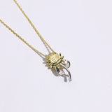 FANCIME „My Sunshine“ Sonnenblumen-Citrin-Geburtsstein-Drehhalskette aus Sterlingsilber