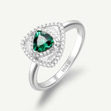 Trinity Textured Silver Ring in Created Emerald