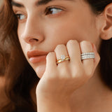 FANCIME Klassischer Solitärring mit rundem Moissanit-Schliff aus Sterlingsilber