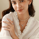 FANCIME “Bouquet de Glycine” Collier en Y en Argent Sterling Fleurs à Pendentif
