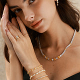 FANCIME „Glamour Radiance“ November-Geburtsstein, gelber Citrin im Fantasieschliff, Sterlingsilber-Tenniskette 