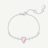 FANCIME „Pink Moment“ Armband aus Sterlingsilber mit rosa Herz, weißer Perle und Zirkonia 