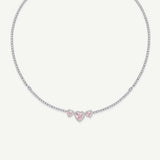 FANCIME „Ms Charming“ Halo Herz-Tennis-Halskette aus Sterlingsilber 