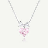 FANCIME「プリンセスのためのリボン」ピンクハートスターリングシルバーネックレス