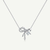 FANCIME „Satin Bow“ Halskette aus Sterlingsilber mit rosa Zirkonia 