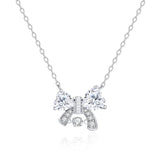 FANCIME „Crystal Bow“ Schmetterlingsschleifen-Halskette aus Sterlingsilber