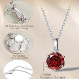 FANCIME “Fleurissante” Pendentif en Grenat avec Chaîne en Argent Sterling en Or Blanc Massif 14K
