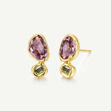 Secret Garden Amethyst & Peridot Geburtsstein Silberohrringe