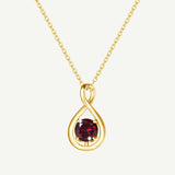 "Infinite Embrace" January Birthstone Garnet Infinity Symbol Sterling Silver Pendant Necklace - Gold
