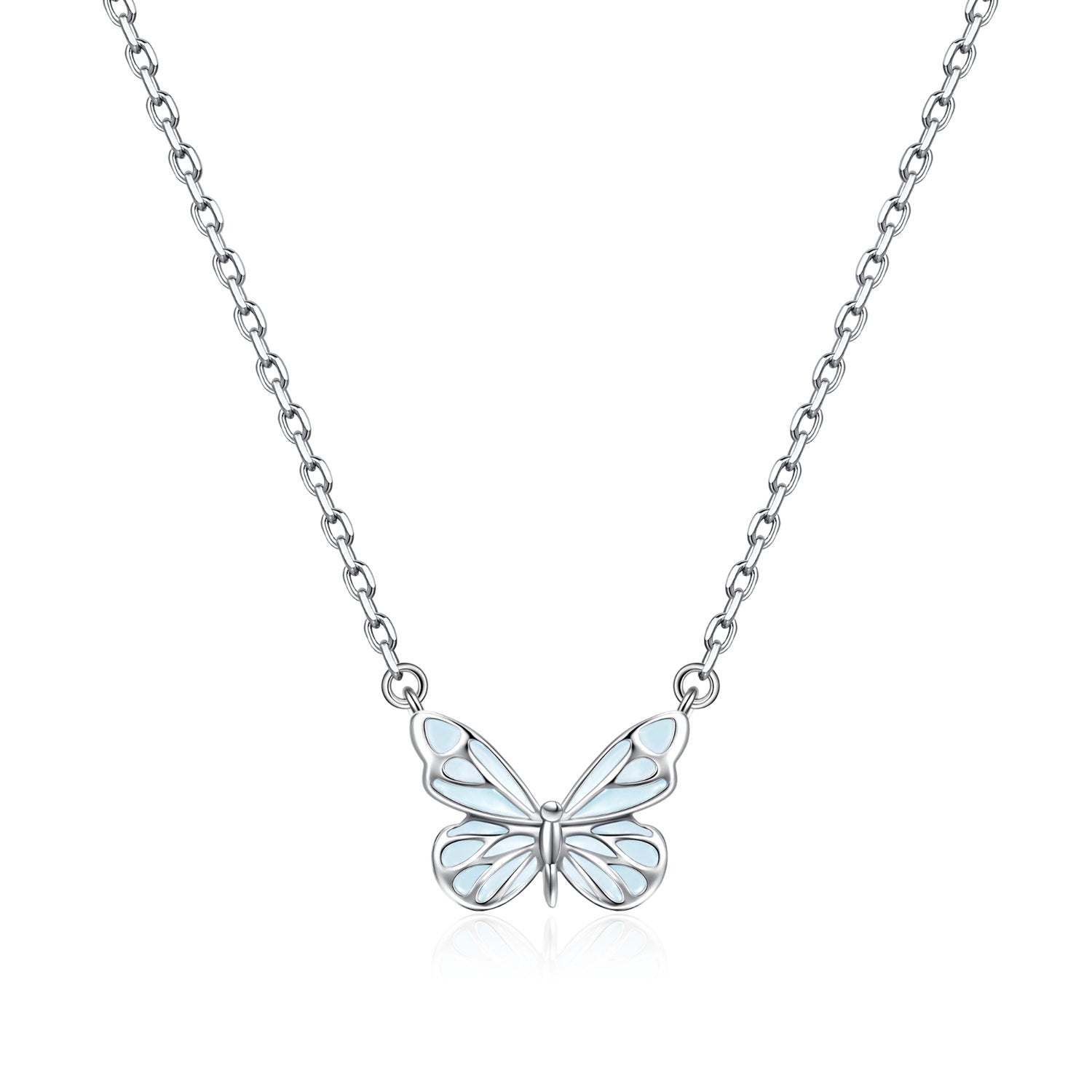 FANCIME „Sternenschmetterling“ Leuchtende Emaille-Halskette aus Sterlingsilber