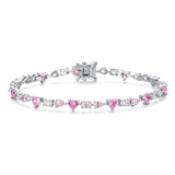 FANCIME „Dawn“ Tennisarmband aus Sterlingsilber mit rosa Geburtsstein