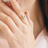 Trinity Textured Silver Ring in Created Aquamarine