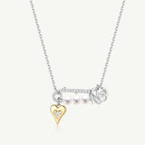 Rose Pin Pearl Silver Necklace