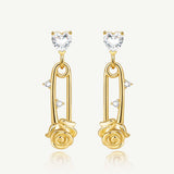 Rose Pin Silver Earrings