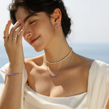 Armband „Wisteria Whisper“ aus Amethyst und Silber mit Blumenmuster