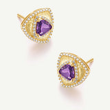 Trinity Textured Silver Earrings in Created Amethyst