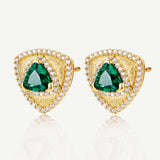 Trinity Textured Silver Earrings in Created Emerald