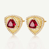Trinity Textured Silver Earrings in Created Ruby