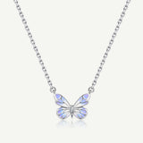 FANCIME "Starlight Butterfly" Luminous Enamel Sterling Silver Necklace