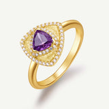 Trinity Textured Silver Ring in Created Amethyst