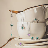 Trinity Textured Silver Necklace in Created Emerald