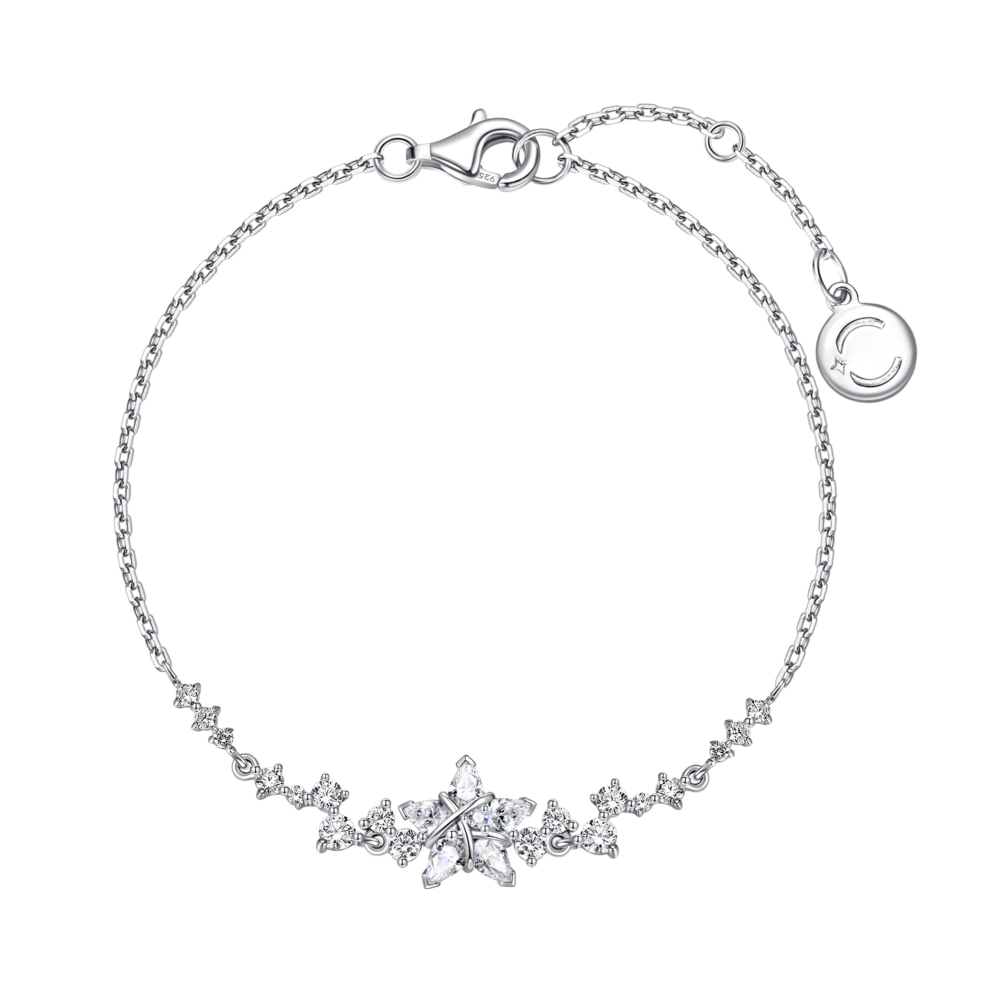 FANCIME "Vega Serenade" Funkelnder Stern Alpha Lyrae Sterling Silber Armband 