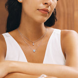 Balance Essential Silver Necklace in Created Aquamarine