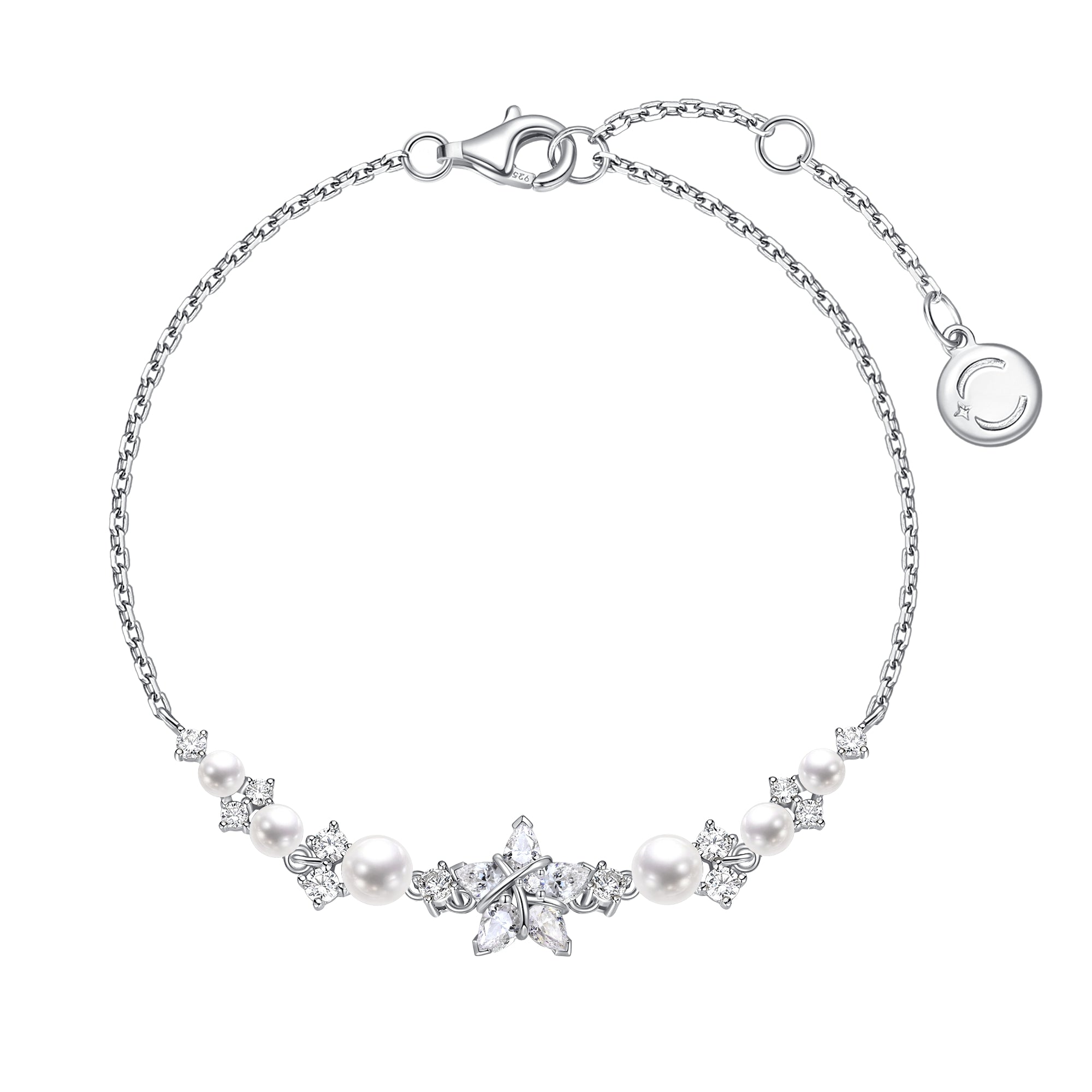 FANCIME "Vega Whisper" Funkelnder Stern Alpha Lyrae Sterling Silber Armband 