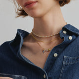 Rose Pin Pearl Silver Necklace