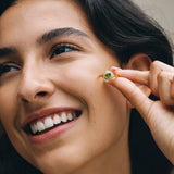 Trinity Textured Silver Ring in Created Peridot