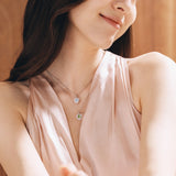 Trinity Textured Silver Necklace in Created Aquamarine