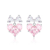 FANCIME „Bow For Princess“ Ohrringe in Rosa Herzform aus Sterlingsilber 