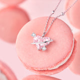 FANCIME "Sweetheart" Pink Planet Sterling Silver Necklace