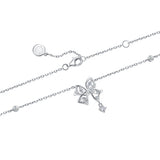 FANCIME „Blooming Bow“ Schmetterlings- und Blumenschleifen-Halskette aus Sterlingsilber