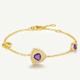 Trinity Textured Silver Bracelet in Created Amethyst